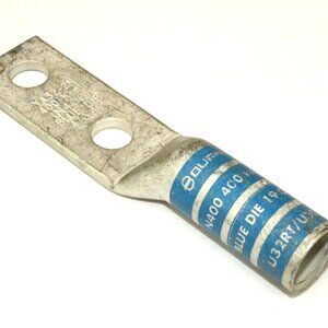Compression Lug BURNDY YA32-2N 400 KCMIL 2 Holes 1/2" Blue Die 19 Cooper